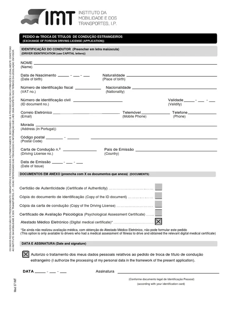 Verso carta condução